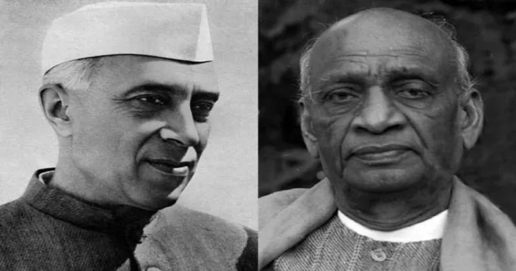 Jawaharlal Nehru (Left) and Sardar Vallabhbhai Patel (Right)