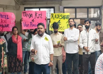 ABVP supporters canvassing in JNU