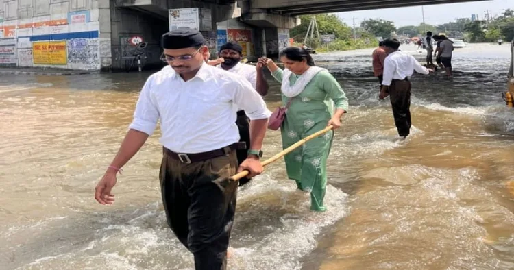 RSS swayamsevaks supports rescue and relief operations during Cyclone Montha