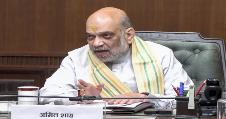 New Delhi, Nov 11 (ANI): Union Home Minister Amit Shah chairs a high-level security meeting at his residence, in New Delhi on Tuesday. (ANI Video Grab)