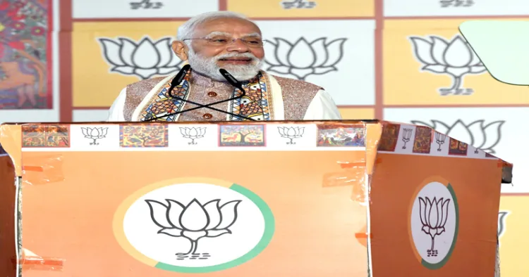New Delhi, Nov 14 (ANI): Prime Minister Narendra Modi addresses at BJP Headquarters after the National Democratic Alliance (NDA) wins the Bihar assembly election 2025, in New Delhi on Friday. (ANI Photo/Amit)