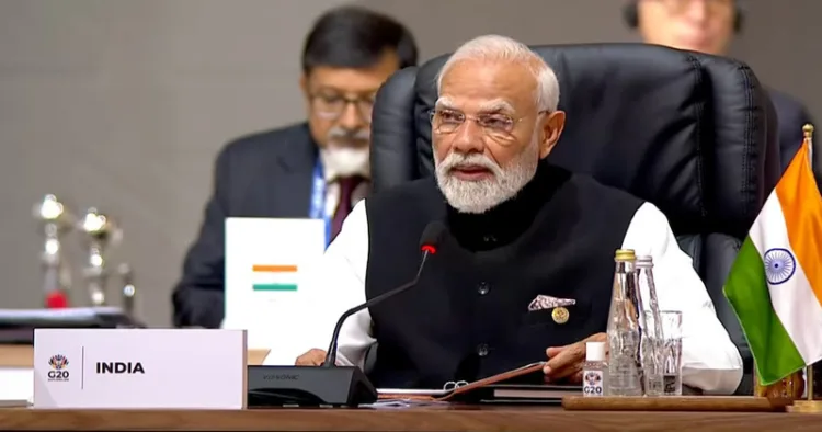 Prime Minister Narendra Modi addresses the G20 Summit in Johannesburg, South Africa
