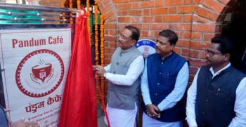 Chhattisgarh CM Vishnu Deo Sai inaugurating the Pandum Cafe, Image courtesy Chhattisgarh DPR