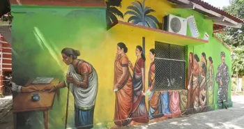 PATNA, INDIA - OCTOBER 7: Artists painting wall for voters awareness ahead of Bihar Assembly Election 2025 near State Election office on October 7, 2025 in Patna, India. (Photo by Santosh Kumar/Hindustan Times via Getty Images)