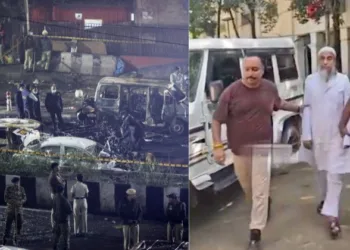 (Left) Site of the blast (Right) Retired school teacher Nazrul Islam arrested