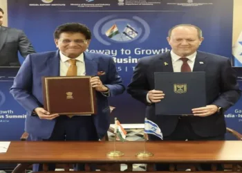 Commerce and Industry Minister Piyush Goyal and Israel Minister for Economy and Industry Nir Barkat