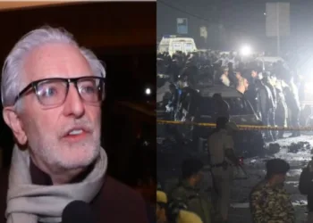 (Left) Ireland's Ambassador to India, Kevin Kelly (Right) Site of Delhi Blast