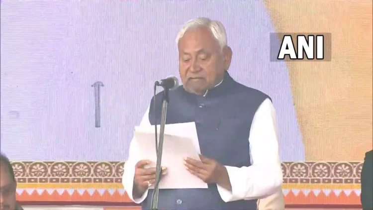 Nitish Kumar taking oath as Chief Minister of Bihar, Image- ANI