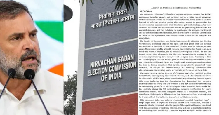 272 eminent citizens write an open letter denouncing Rahul Gandhi and Congress for tarnishing the image of Election Commission of India