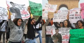 Protestors at India Gate during the protest held on November 23, Image courtesy NDTV