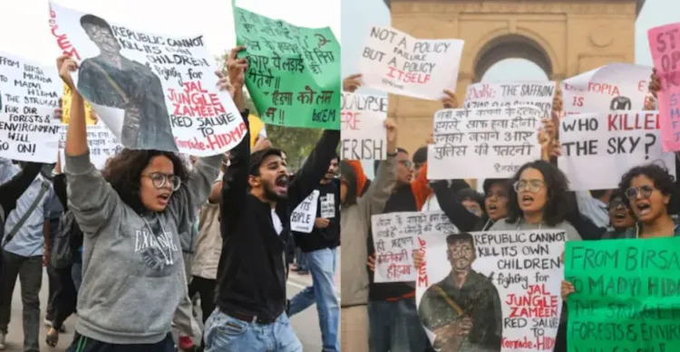 Protestors at India Gate during the protest held on November 23, Image courtesy NDTV