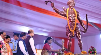 President of India Droupadi Murmu at Janjatiya Gaurav Divas event at Ambikapur of Chhattisgarh, Image courtesy PIB