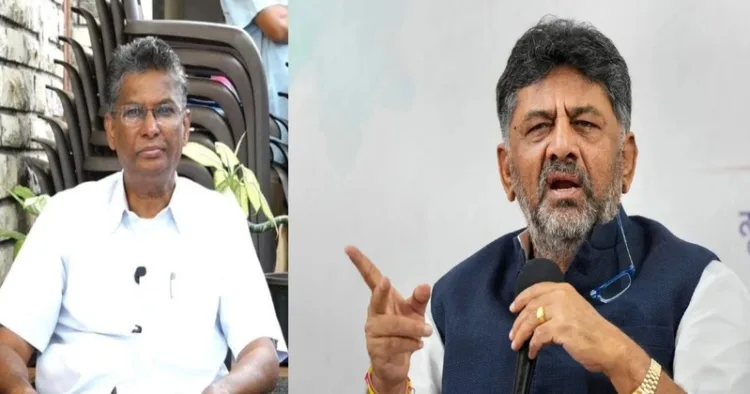 (Left) Senior leader and Public Works Minister Satish Jarkiholi (Right) Karnataka Deputy CM DK Shivkumar