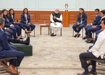 PM Narendra Modi with the Indian Women Cricket team