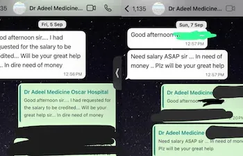Dr Adeel's WhatsApp chats have been accessed and some detail his financial condition. These key conversations had been deleted from his mobile phone