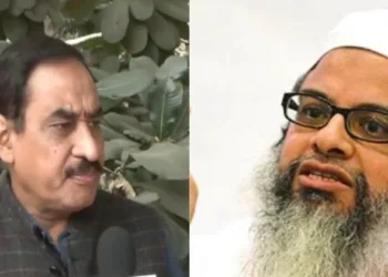 (Left) VHP President Vinod Bansal (Right) Maulana Mahmood Madani, president of Jamiat Ulama-i-Hind