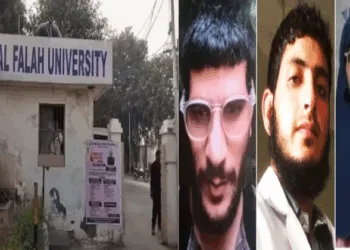 (Left) Al Falah University (Right) Islamic terrorists Dr Umar un Nabi, Dr Muzzamil Shakeel and Dr Shaheen Shahid