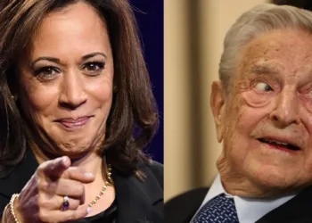 Former US Vice President and Democrat leader Kamala Harris and Hungarian-American billionaire investor George Soros