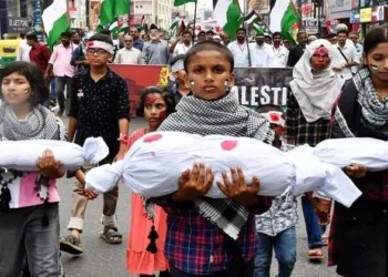 A protest march in Thiruvananthapuram, Kerala, held in support of Gaza, alleging genocide by Israel