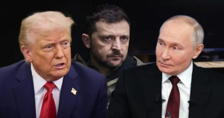 US President Donald Trump, Ukrainian President Volodymyr Zelenskyy and Russian President Vladimir Putin