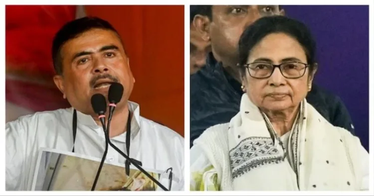 BJP leader Suvendu Adhikari (Left) and West Bengal Chief Minister Mamata Banerjee (Right)