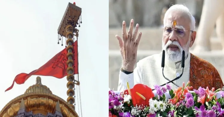 (Left) Dharma Dhwaj (Right) PM Narendra Modi