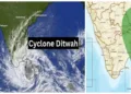 IMD map showing Cyclone Ditwah's track