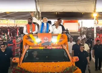 Prime Minister Narendra Modi holds road show in Patna, Bihar