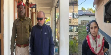 (Left) Former IAF Jr. Warrant Officer Kulendra Sharma arrested by Assam Police ( Right) Jyotika