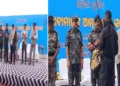 Maoist cadres surrendering before the Director General of Police in Malkangiri