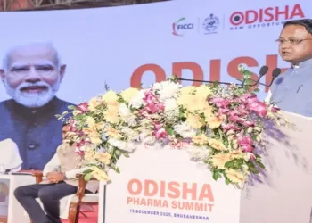 Chief Minister Mohan Charan Majhi at the Odisha Pharma Summit 2025 in Bhubaneswar