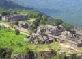 The Preah Vihear Temple on a cliff in the Dangrek mountains along the border of Cambodia-Thailand