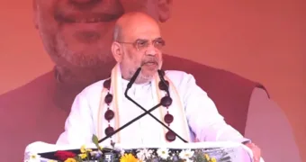 Union Home Minister Amit Shah at closing ceremony of Bastar Olympics in Jagdalpur, image courtesy Newson Air