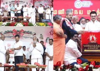 DMK leaders and Tamil Nadu CM MK Stalin and Dy CM Udayanidi Stalin at Christmas celebrations
