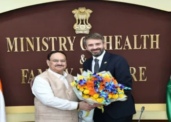 Union Health Minister JP Nadda with Norway's Health and Care Services Minister Jan Christian Vestre
