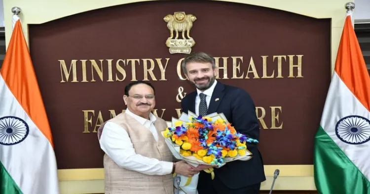Union Health Minister JP Nadda with Norway's Health and Care Services Minister Jan Christian Vestre