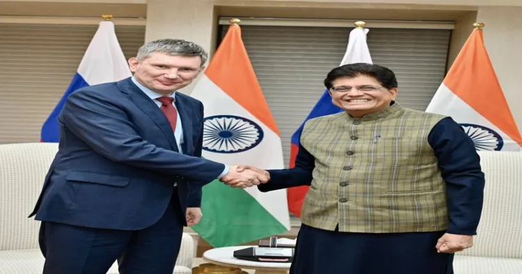 Russian Economic Development Minister Maxim Reshetnikov and Commerce and Industry Minister Piyush Goyal