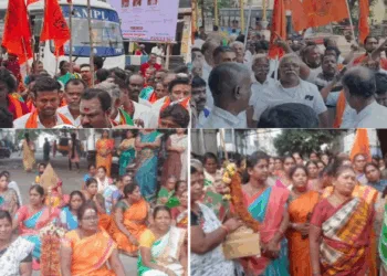 Hindu Munnani cadres protesting against DMK govt