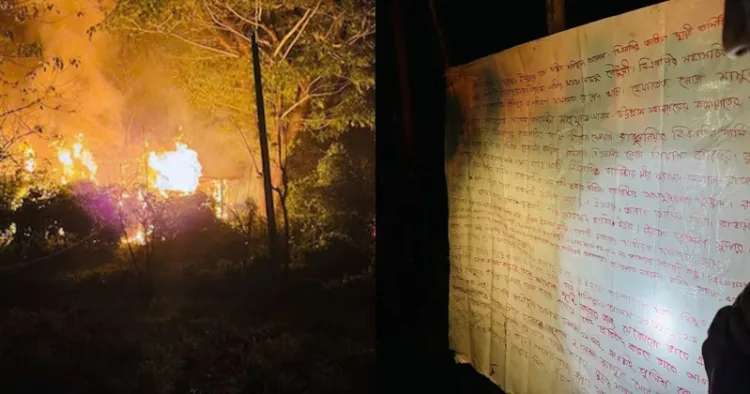 Hindu house was set ablaze and warning was displayed in Bangladesh