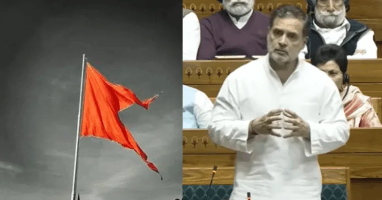 Safron Flag (L ) - Rahul Gandhi (R)