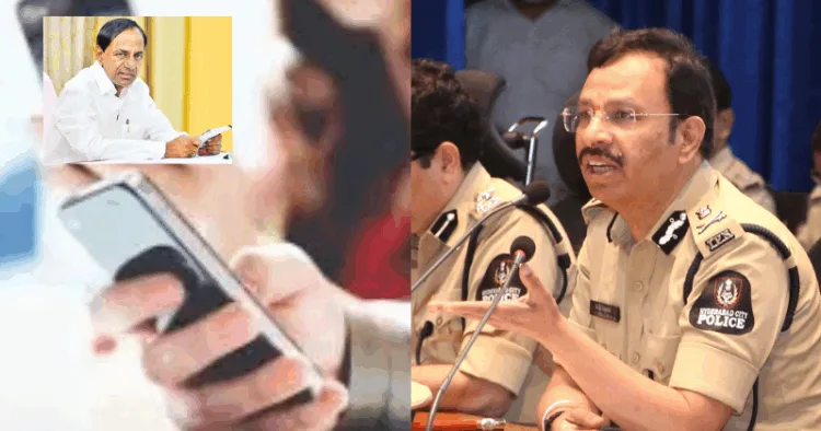 V C Sajjanar, Commissioner of Police, Hyderabad City. (Right)
K. Chandrasheskar Rao (Box-Left)