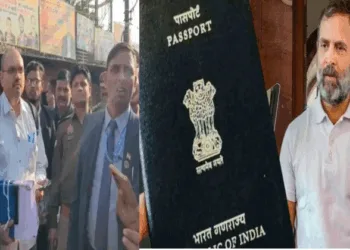 Petitioner S Vignesh Shishir speaking to the reporters about the Rahul Gandhi UK citizenship case outside the Raebareli court