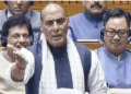 Defence Minister Rajnath Singh addressing the parliament