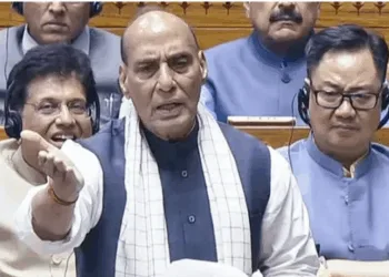 Defence Minister Rajnath Singh addressing the parliament