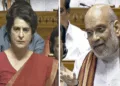(Left) Congress Leader Priyanka Gandhi (Right) Union Home Minister Amit Shah
