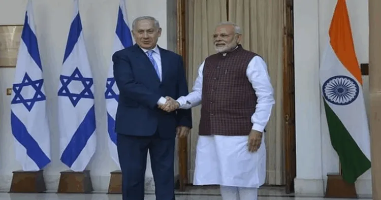 (Left) Israeli Prime Minister Benjamin Netanyahu (Right) Prime Minister Narendra Modi