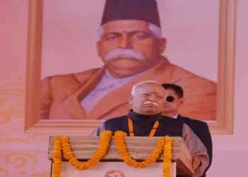 RSS Sarsanghchalak Dr Mohan Bhagwat addressing Yuva
Sammelan in Siliguri
