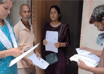 Voters getting their name verified during SIR exercise