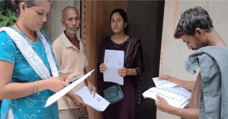 Voters getting their name verified during SIR exercise
