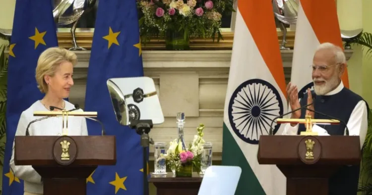India's Prime Minister Narendra Modi and European Commission President Ursula von der